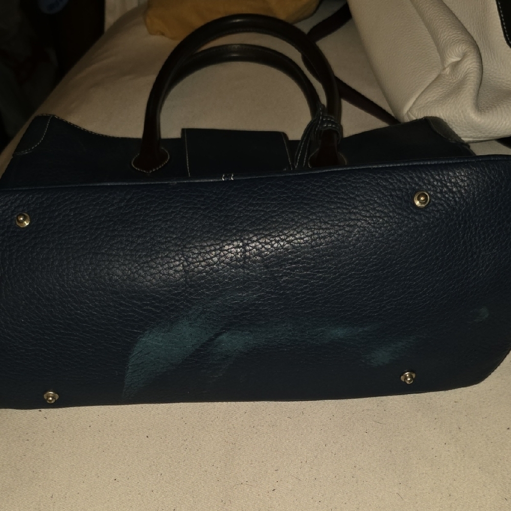 Elegant Dooney & Bourke Navy Blue Leather Tote Bag - Picture 5 of 7